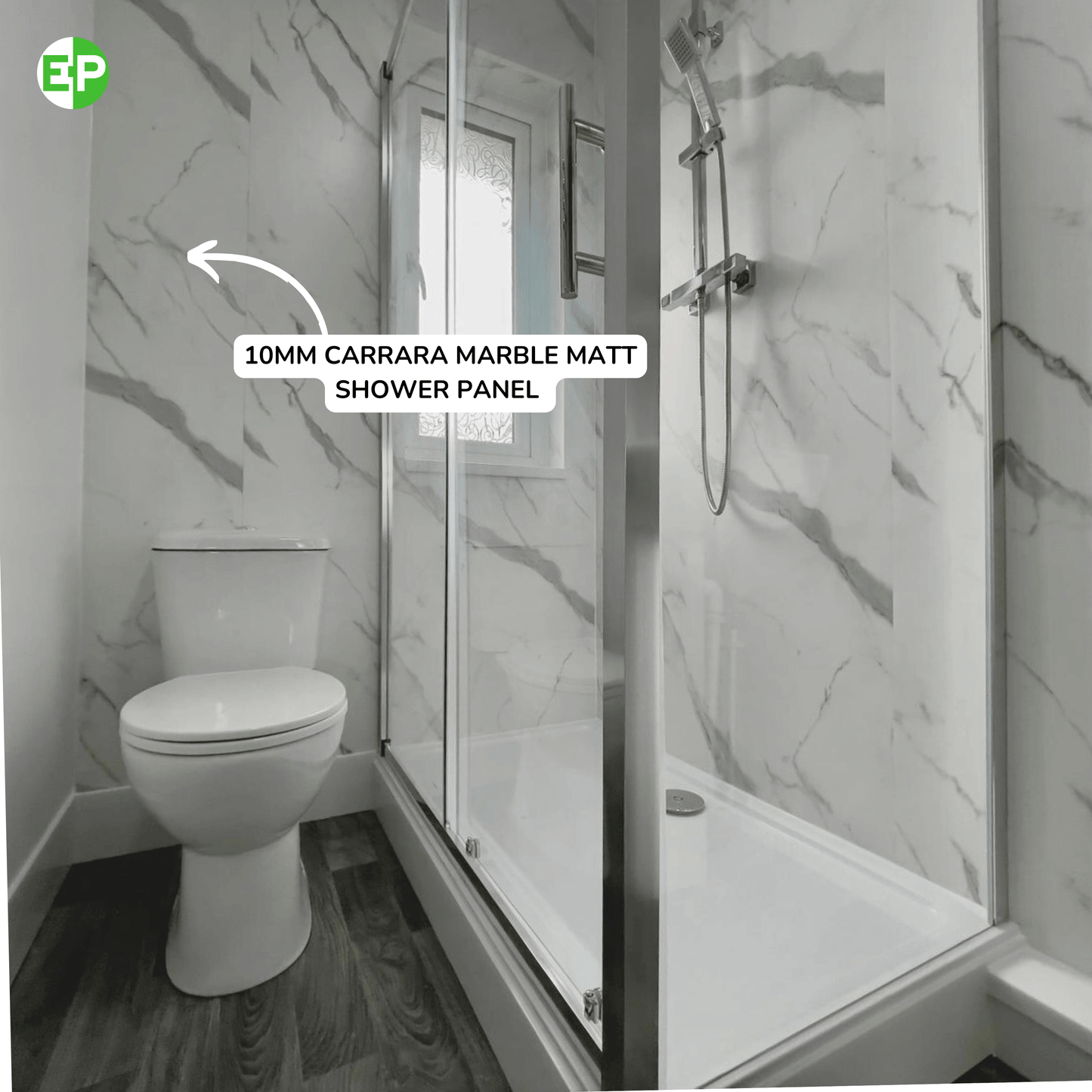 10mm Carrara Marble Matt Shower Panel 1M x 2.4M