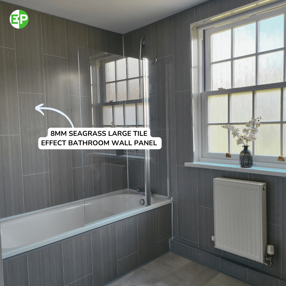 8mm Seagrass Large Tile Effect Bathroom Wall Panel 2.6M