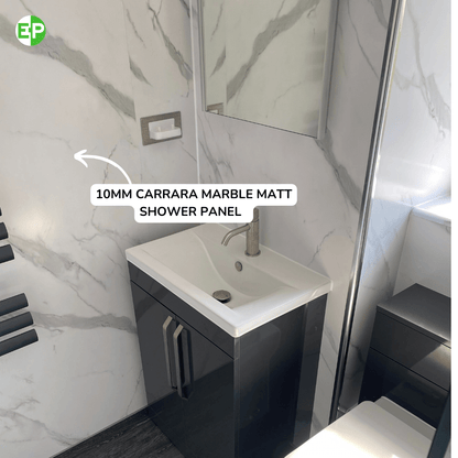 10mm Carrara Marble Matt Shower Panel 1M x 2.4M