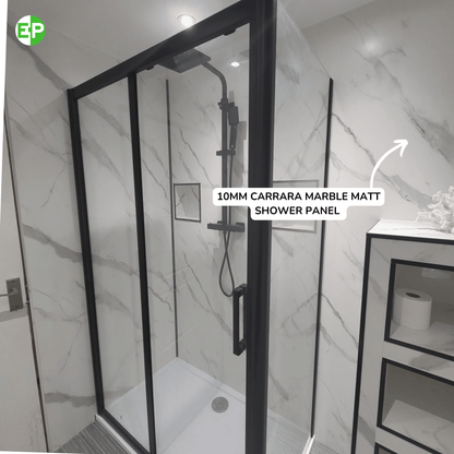 10mm Carrara Marble Matt Shower Panel 1M x 2.4M