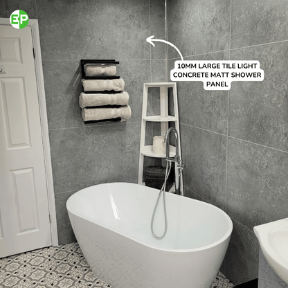 10mm Large Tile Light Concrete Matt Shower Panel 1M x 2.4M