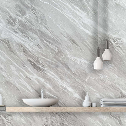 10mm Light Grey Marble Gloss Shower Panel 1M x 2.4M
