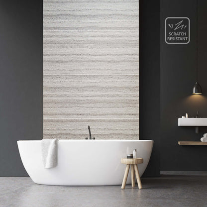 10mm Grey Travertine Large Tile Ultra Matt Shower Panel 1M x 2.4M