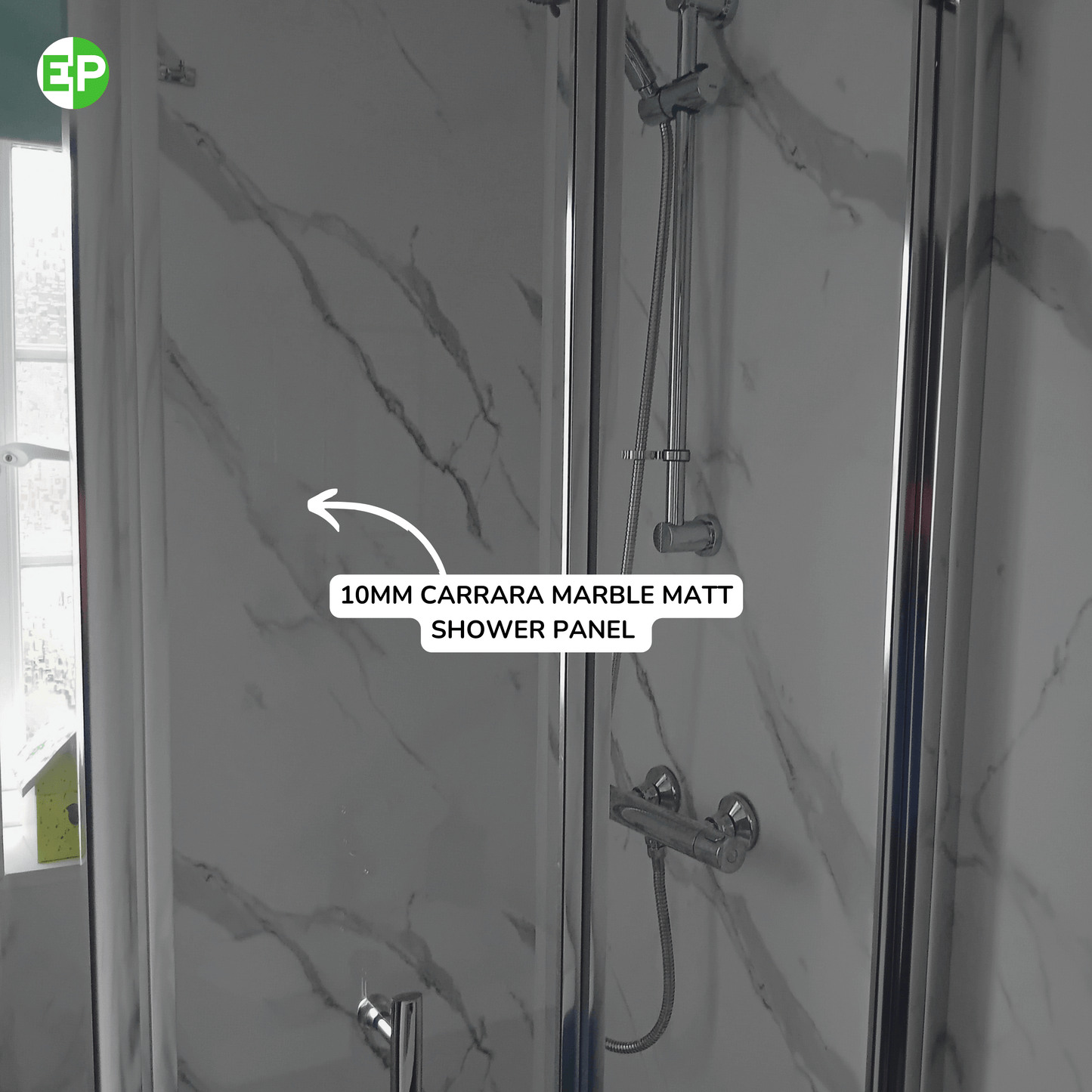 10mm Carrara Marble Matt Shower Panel 1M x 2.4M