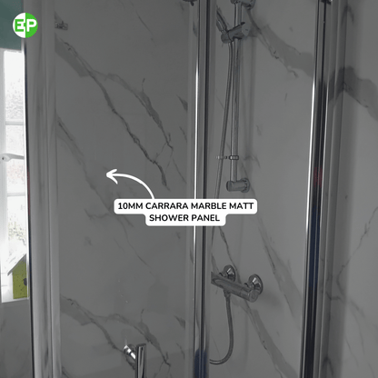 10mm Carrara Marble Matt Shower Panel 1M x 2.4M