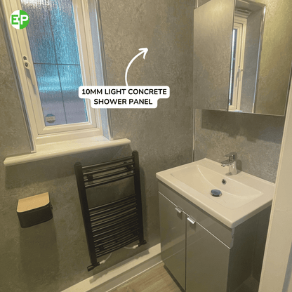 10mm Light Concrete Matt Shower Panel 1M x 2.4M