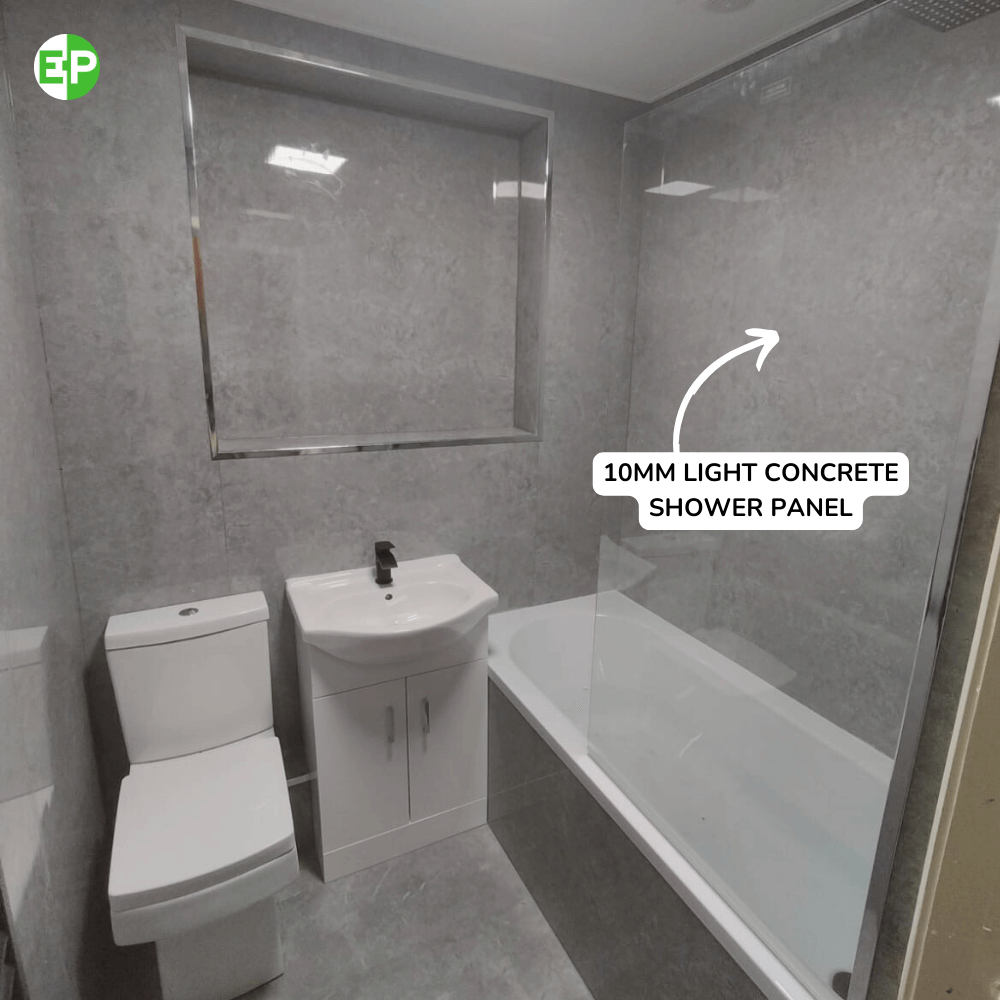10mm Light Concrete Matt Shower Panel 1M x 2.4M