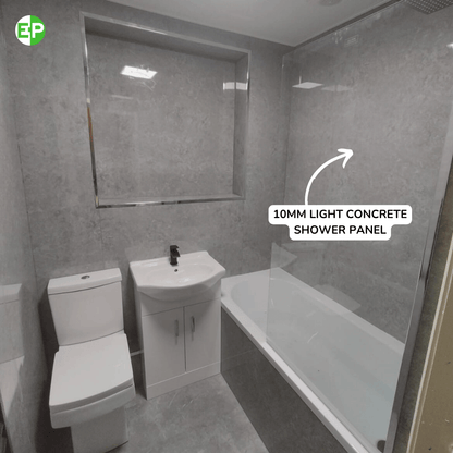 10mm Light Concrete Matt Shower Panel 1M x 2.4M