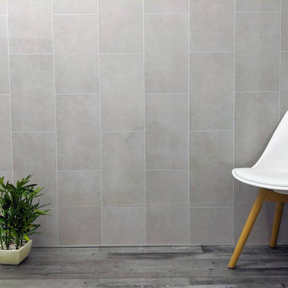 8mm Klasic Grey Tile Effect Bathroom Wall Panel 2.6M
