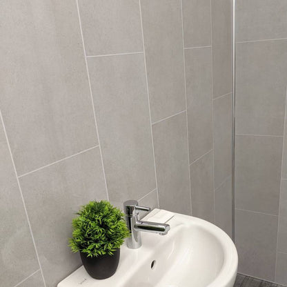8mm Klasic Grey Tile Effect Bathroom Wall Panel 2.6M