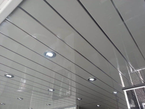 8mm White Gloss With 2 Chrome Strip Wall & Ceiling Panel 2.6M